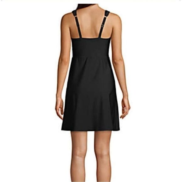 Land's End Plus Standard Slendersuit Wrap MiniDress One piece swimsuit Black Var - Picture 12 of 15